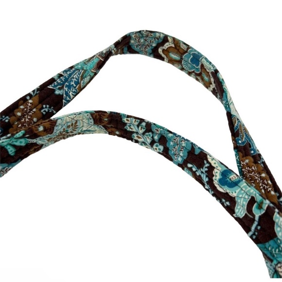 VERA BRADLEY Zip Tote Bag Java Blue 2006 Pattern Turquoise Brown Teal Strap - Picture 5 of 9